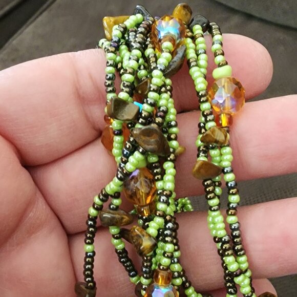 Claire's Green/Brown Multi-Strand Beaded Bohemian Style Bracelet - Picture 12 of 12